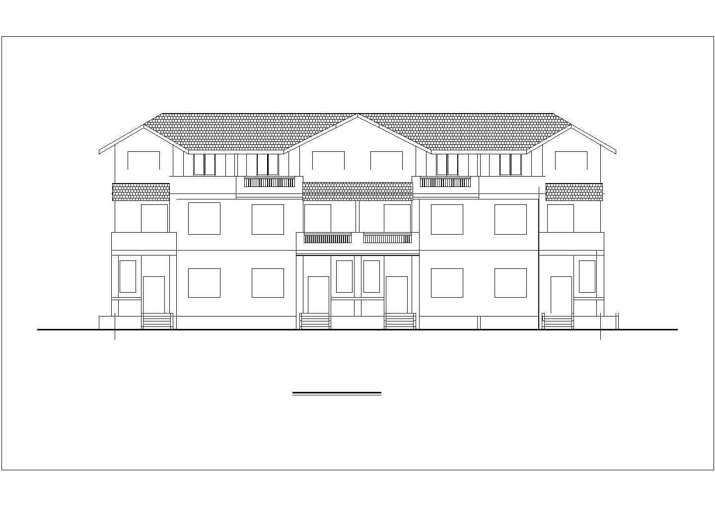 某四联别墅建筑设计施工CAD平立面图