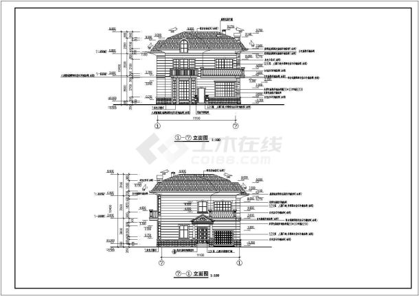 某乡镇小别墅建筑设计施工CAD全套图纸-图一