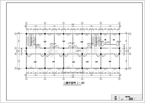 九江市新建二中综合办公楼设计cad详细图-图二