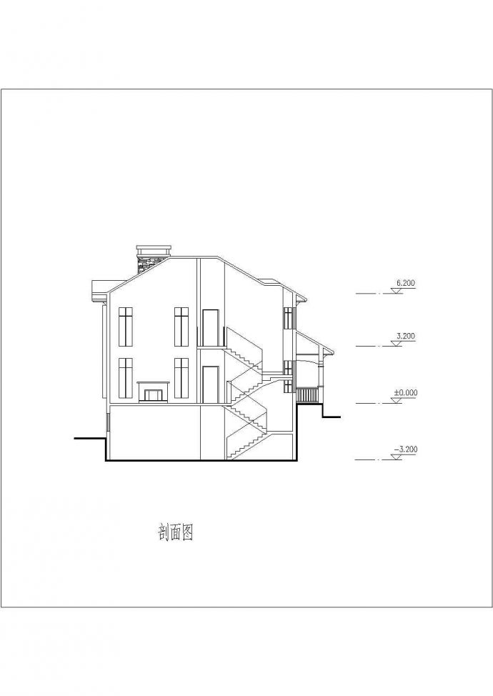 比较简洁的坡地独栋别墅方案设计建筑图（共7张）_图1