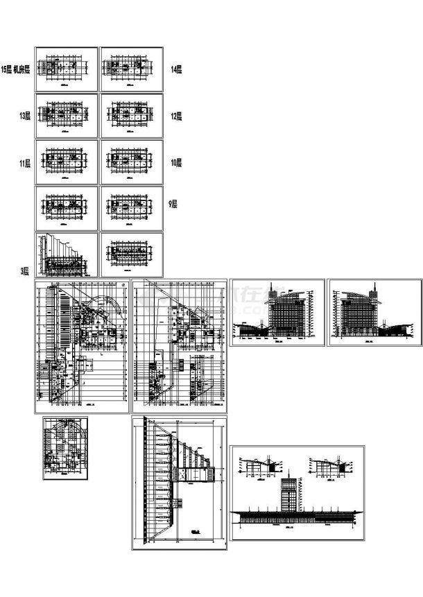 青岛某十五层现代汽车站全套建筑施工图-图一