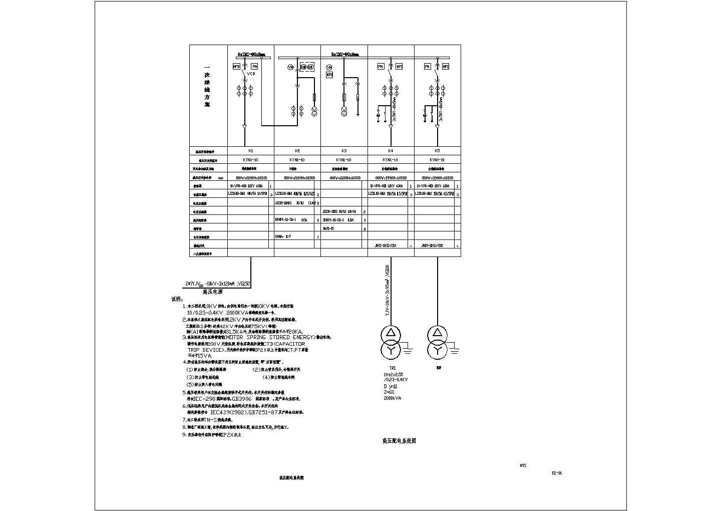某合资企业10kv 0.4kv配电系统电气设计图