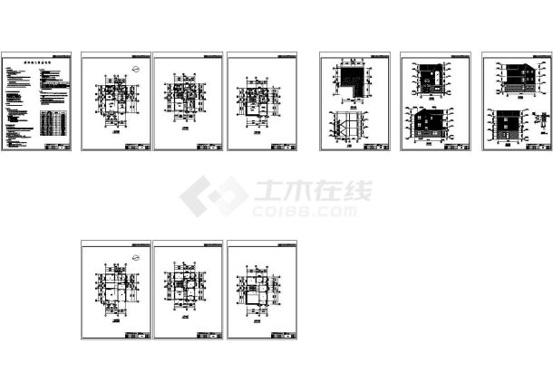 精选11套三层别墅CAD建筑施工图+效果图（部分含结构图）-图二