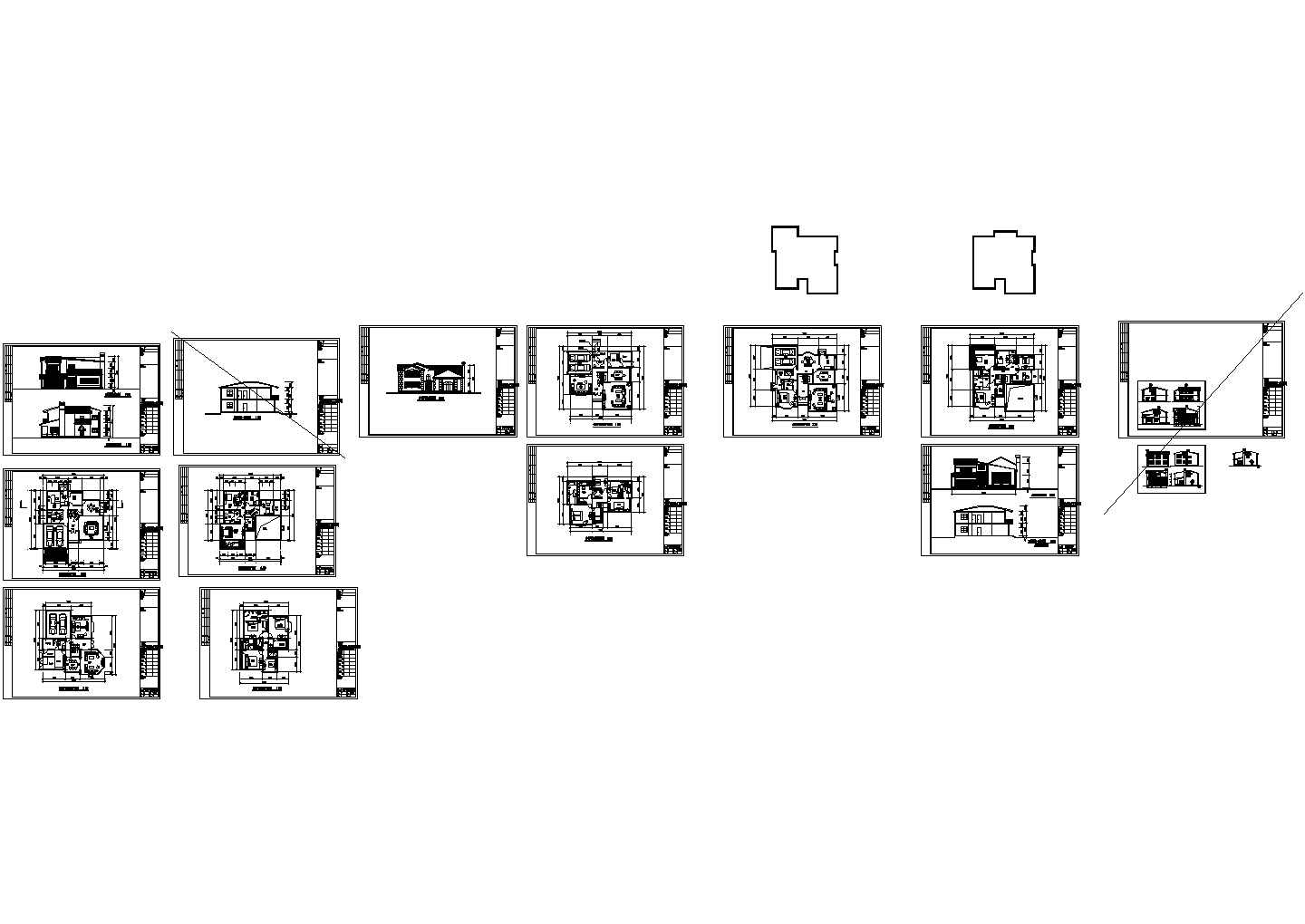某A型B型二层别墅户型CAD图纸设计