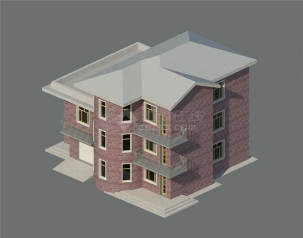 江湖别墅BIM项目模型Revit-建筑-图一