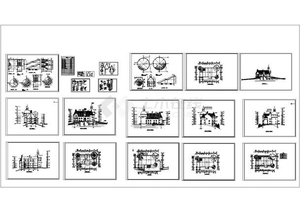 长32.1米 宽23.4米 三层法国古堡建筑设计图 含详图-图一