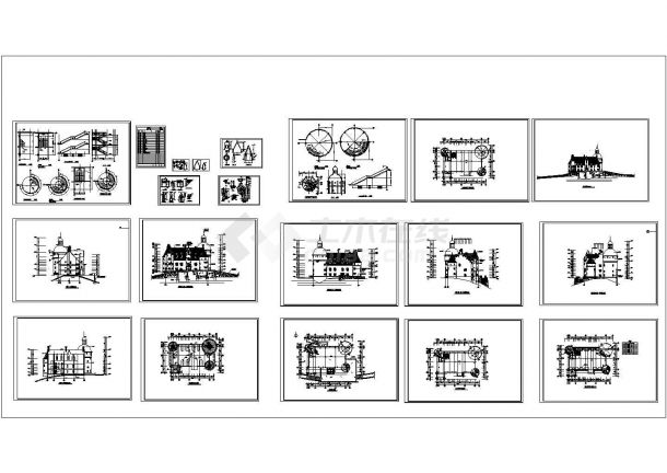 长32.12米 宽23.4米 三层古堡建筑施工图-图一