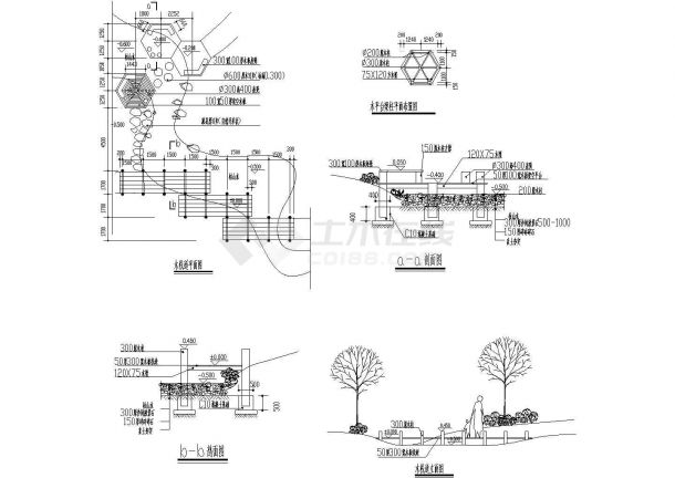 【精选】6种各式各样的防腐木栈道CAD施工图-图二