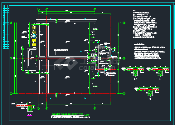 CASS处理工艺建筑图，污水处理详图-图二