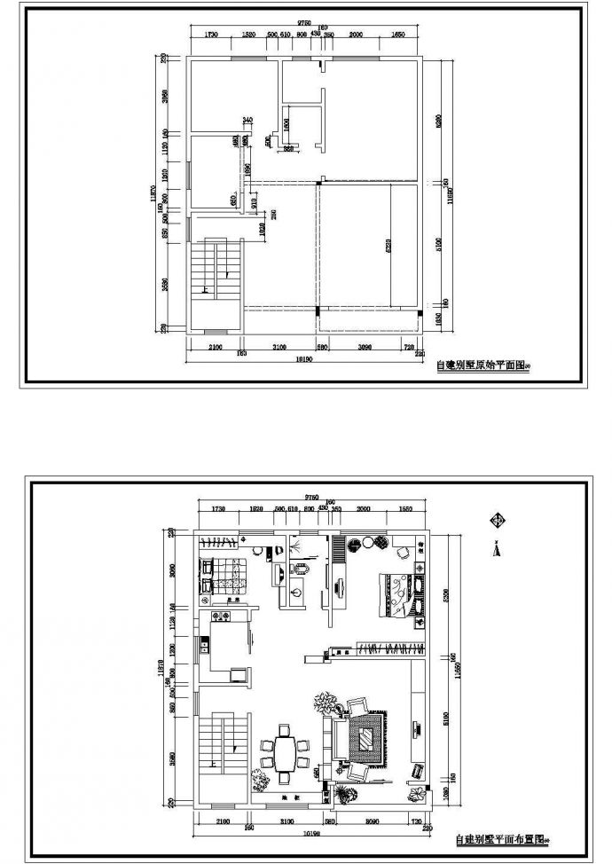 别墅室内装修设计第3层平面布置图_图1