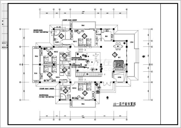 某豪华别墅设计CAD平面施工建筑图-图一