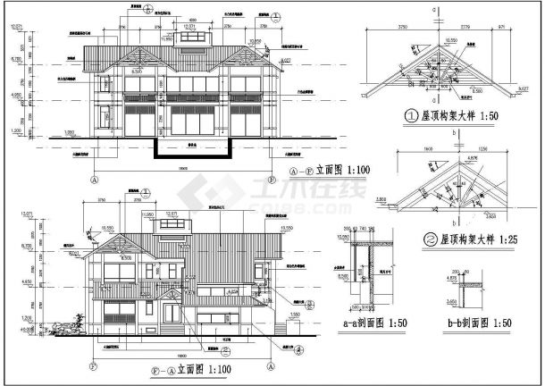某豪华别墅全套设计CAD建筑施工图-图一