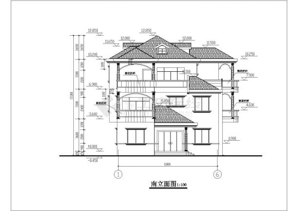三层别墅扩出图带结构模型设计施工CAD方案-图一