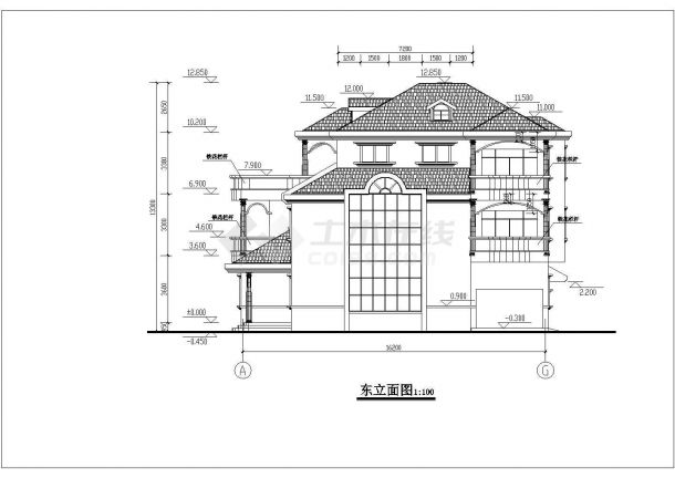 三层别墅扩出图带结构模型设计施工CAD方案-图二