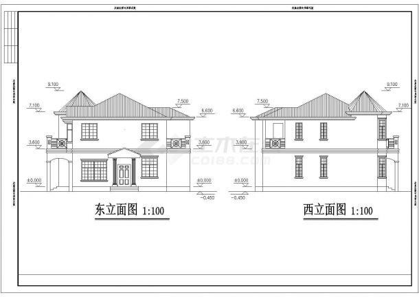小别墅建筑设计CAD方案平立面施工图-图二
