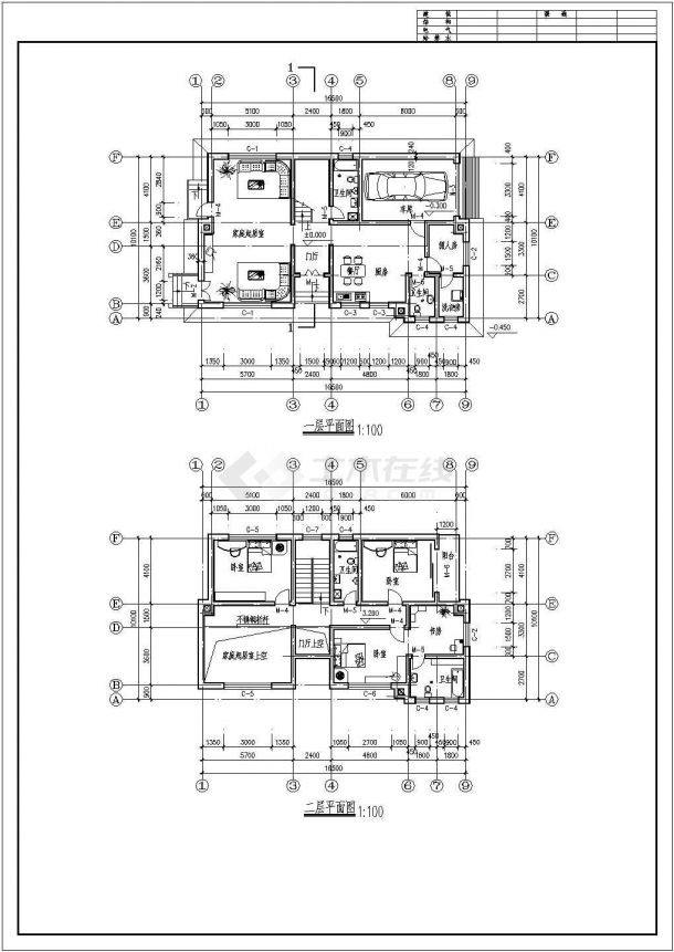 北美风情小别墅设计施工CAD建筑图纸-图二