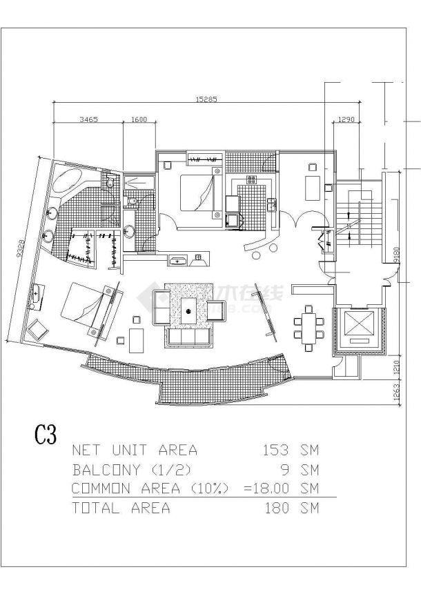 国外别墅规划设计施工CAD方案图-图二