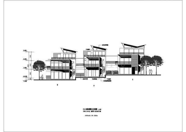 几套斜屋顶别墅设计施工CAD建筑方案图-图一