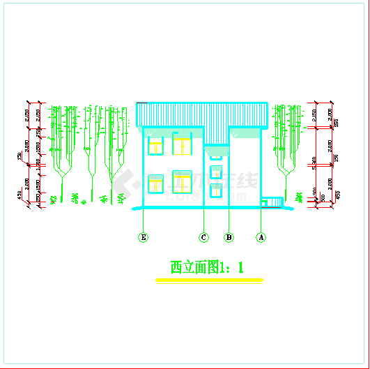 家庭小别墅平立剖面设计施工CAD图-图二