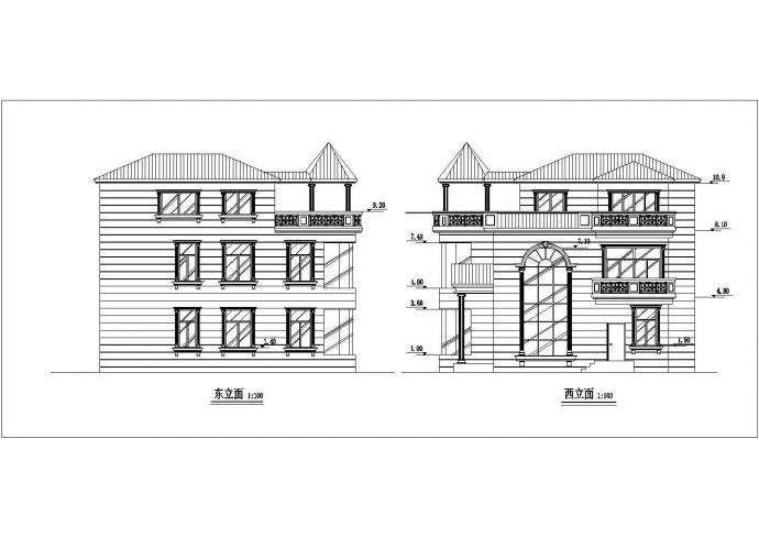 某经典别墅设计施工CAD建筑平立面方案图_图1