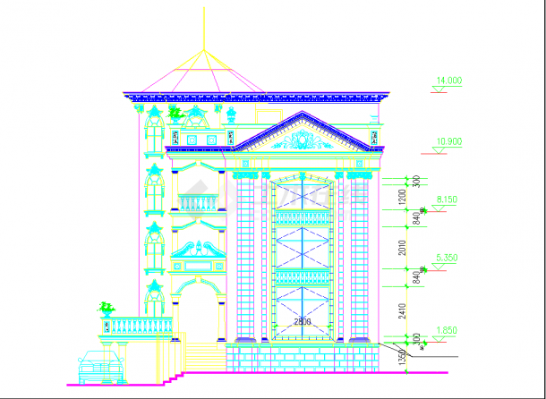 经典别墅建筑设计施工CAD立面图纸-图一
