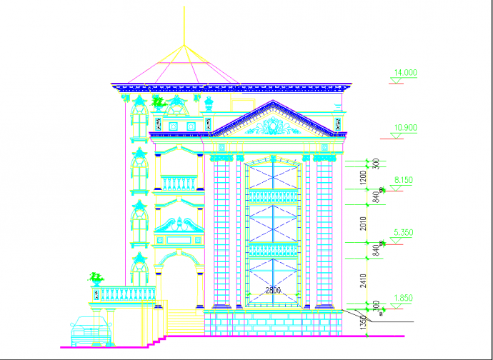 经典别墅建筑设计施工CAD立面图纸_图1