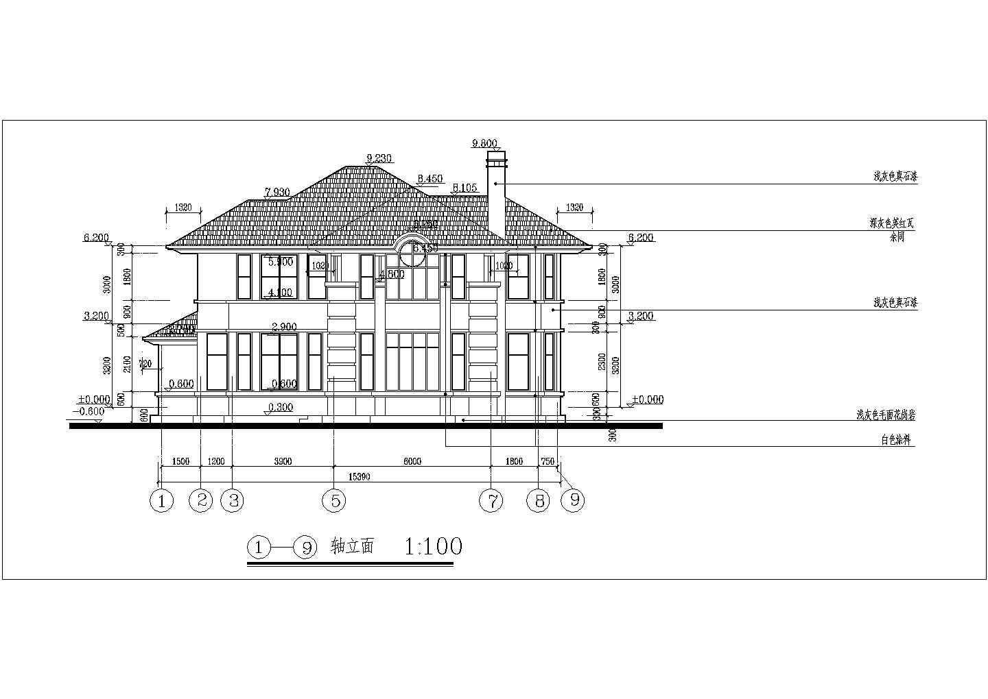 精致的别墅设计施工CAD建筑平立面图