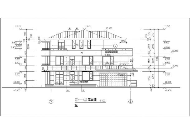 经典别墅样板设计施工CAD建筑平立面图-图一
