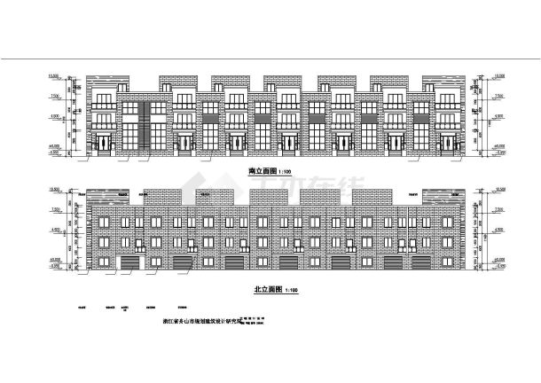 联体别墅建筑施工设计CAD平立面图-图一