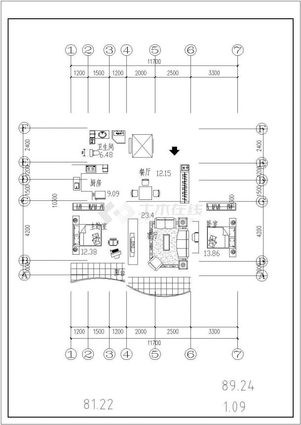 某住宅全套cad施工图纸-图二