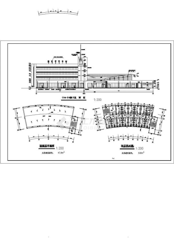 某三层汽车站建筑设计cad施工图纸-图二