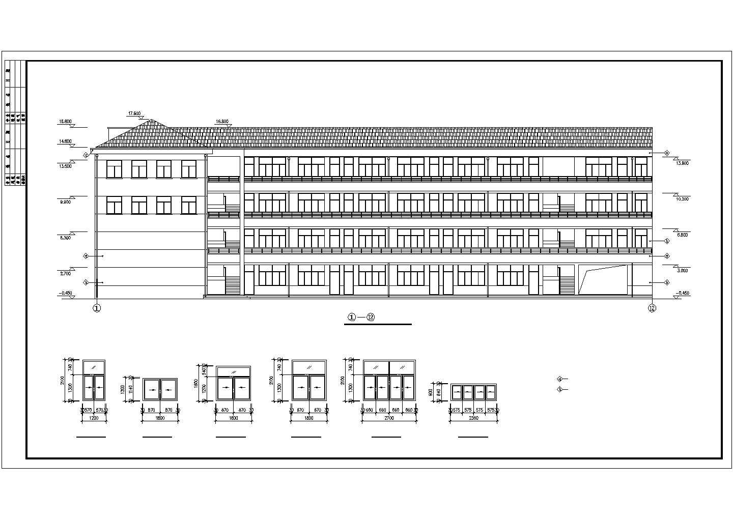 某中学教学楼全套cad施工图