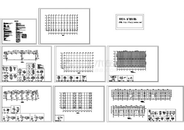 4743平米厂房51m跨两跨两坡门式轻钢结构设计建施cad图纸-图二