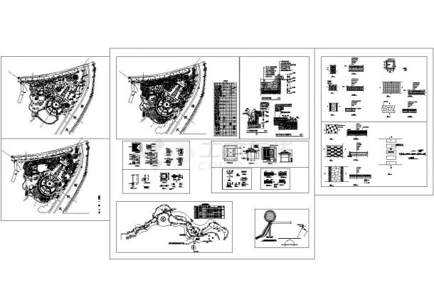 某滨江园林公园景观设计cad全套施工图（标注详细，13张图）-图一