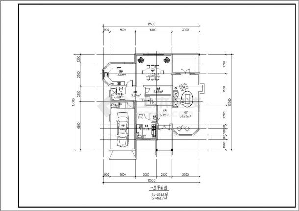 别墅设计施工方案全套CAD平面图-图一
