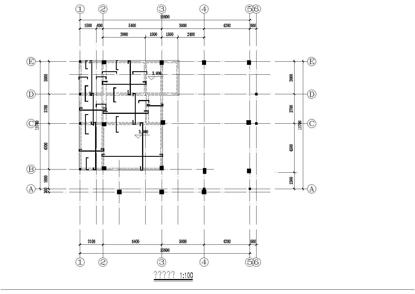 错层别墅建筑结构施工设计全套CAD图纸