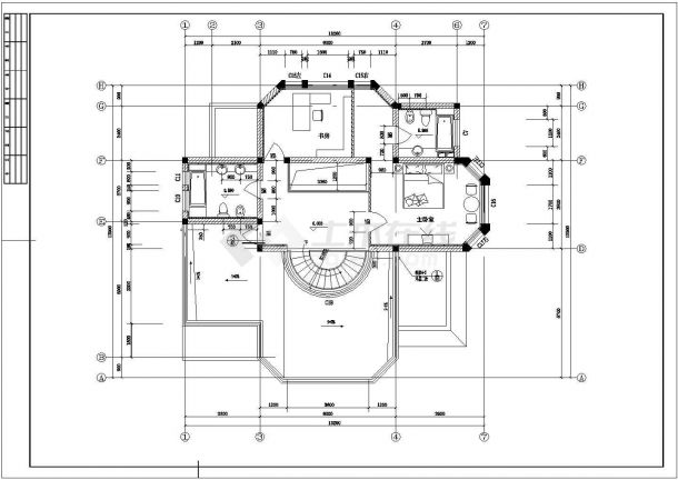 达华庄园别墅建筑设计方案全套CAD图纸-图一