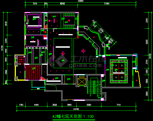 某复式别墅整套装修设计CAD施工图-图二