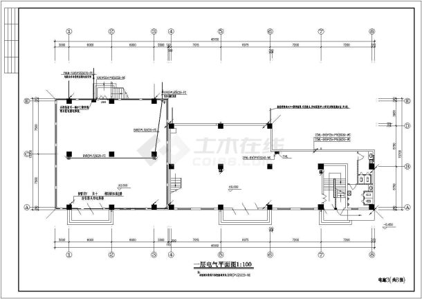 库房兼办公楼全套电气设计施工CAD图-图一