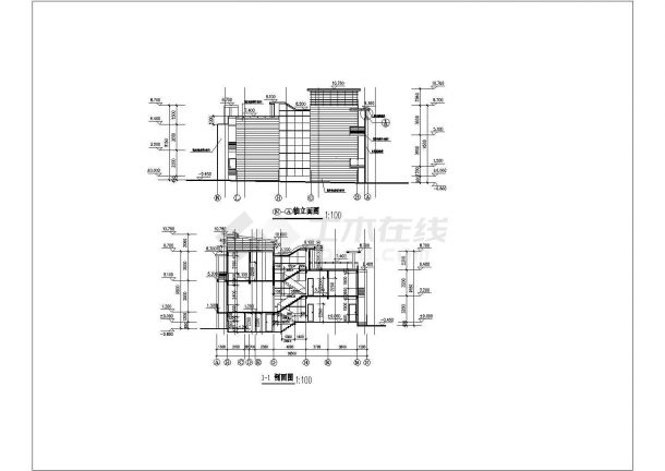 连排别墅方案设计施工CAD建筑图-图二