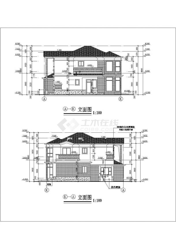 某地区独立四季别墅建筑设计CAD全套施工图-图二