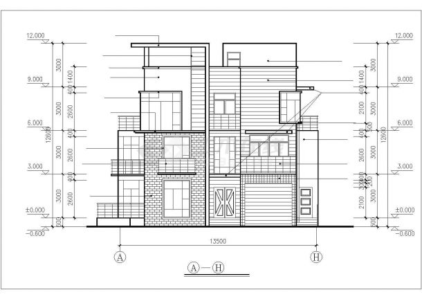 某地区独体别墅楼建筑设计CAD施工图-图一