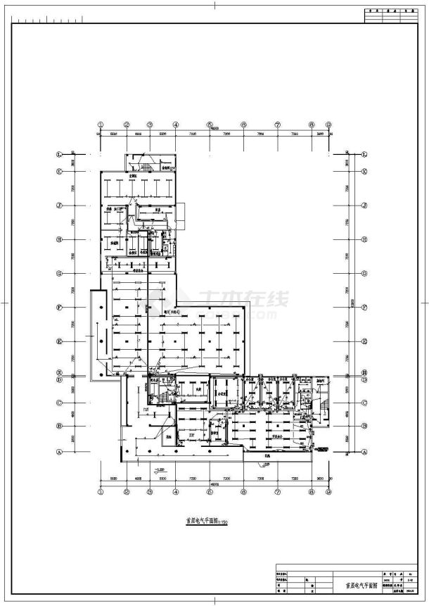 办公楼高层电气cad施工平面图纸全套-图一