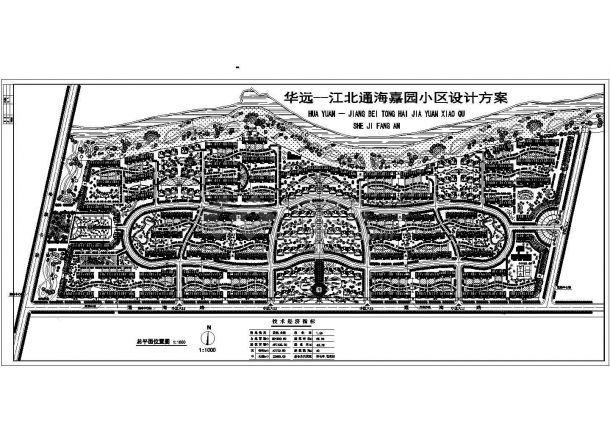 江北通海嘉园小区设计方案总平面位置图 含技术经济指标-图一