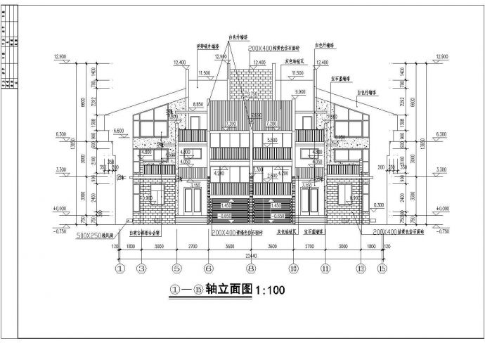 资兴联体别墅设计施工CAD建筑图纸_图1