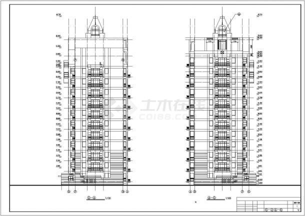 某13层高层办公住宅楼CAD建筑图纸-图二