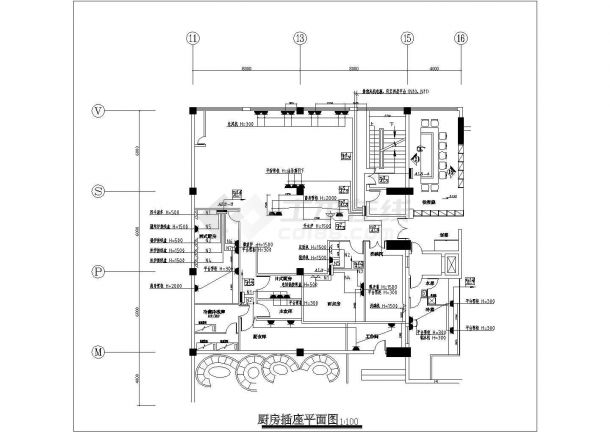 某餐厅厨房平面电气原理CAD图纸-图二