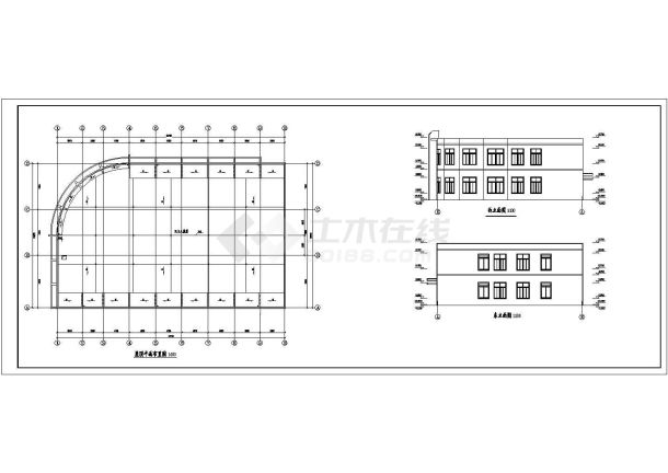 某地二层厂房建筑cad图纸（共3张）-图一