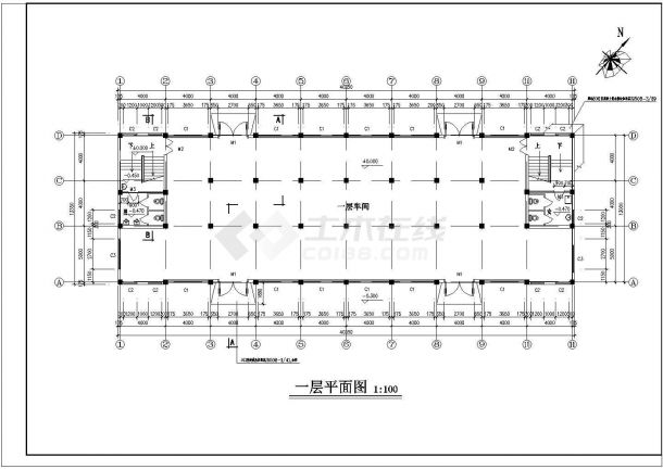 二层框架厂房建筑设计图（含设计说明）-图二