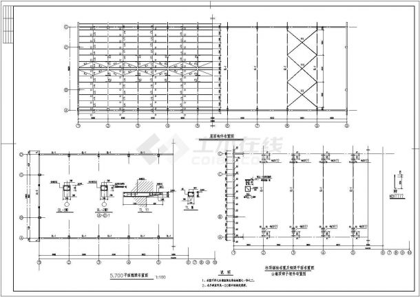 924.25平米混凝土柱轻钢屋面库房结构图纸-图二